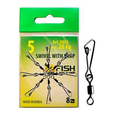 Вертлюжок с застежкой Hooked, №8 (12 кг), (упак. 9 шт)